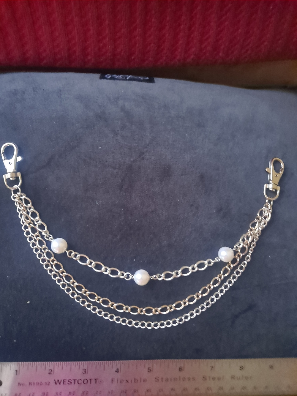 Silver Pearl Accent Chain Strap for Women Bags